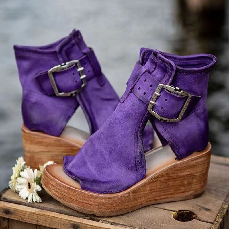 Wójcik™ | Sandały Na Koturnie Z Klamrą W Stylu Boho